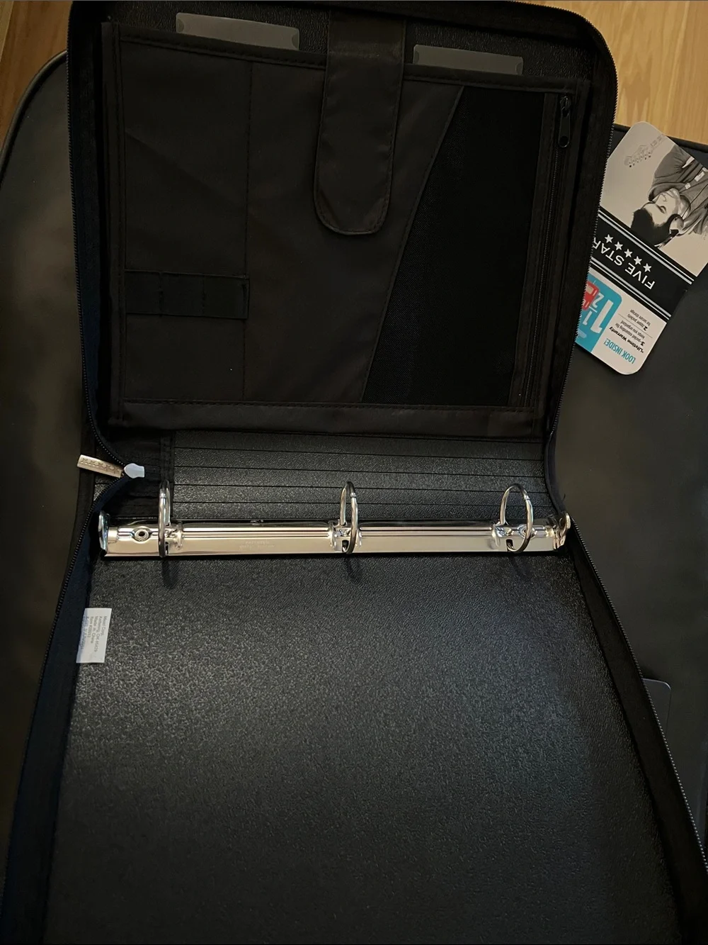 Five Star Black Organizer Binder with Front Pocket
